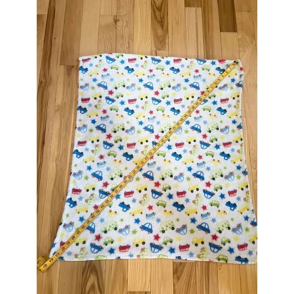 Gentle Steps White Red Blue‎ Green Cars Stars Baby Blanket